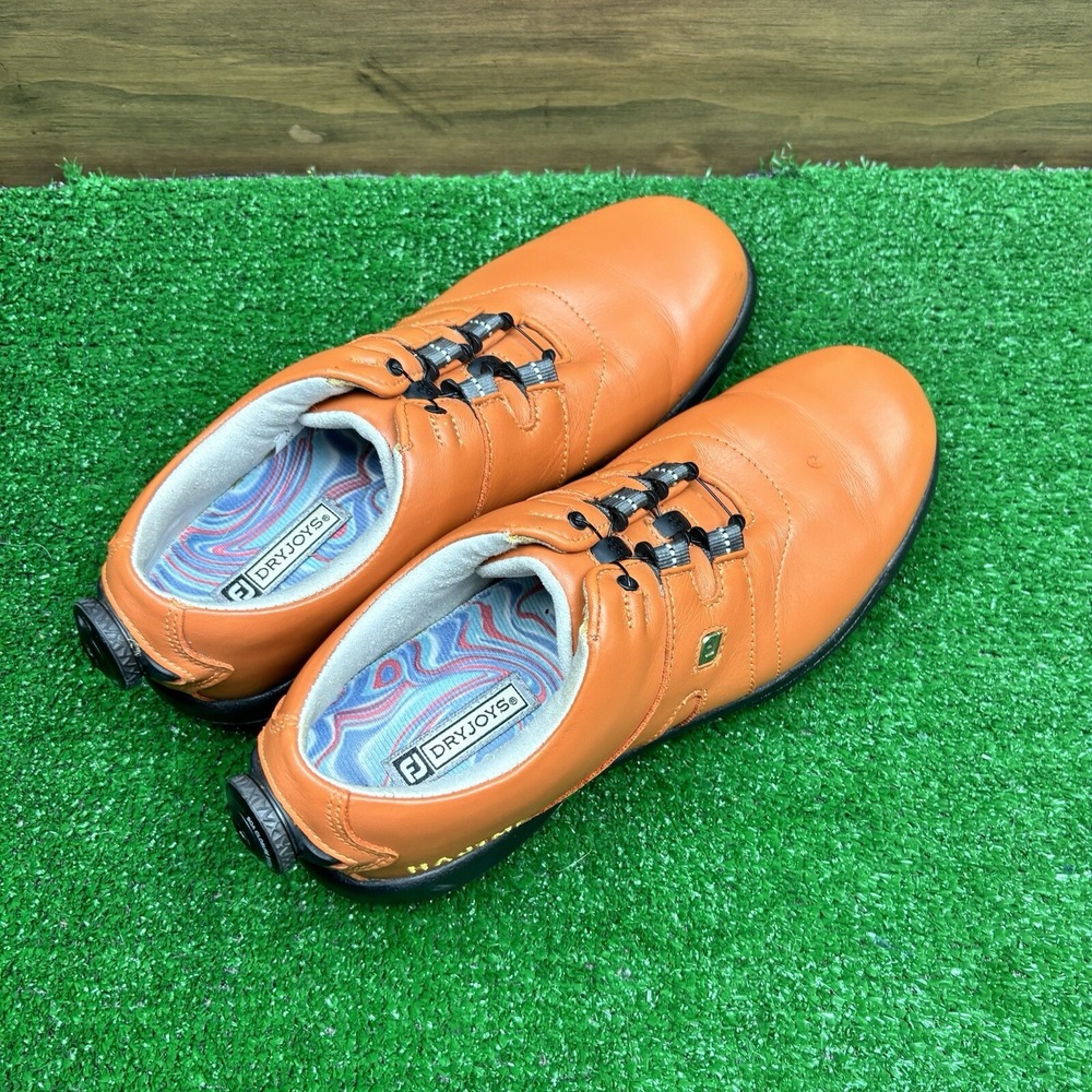 FootJoy Women's DryJoys Boa Shoes Size 7.5 N Orange Ladies Golf With Spikes - Picture 8 of 16